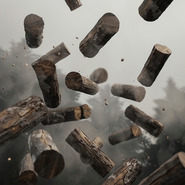 Free Photo 3d rendering of wood logs