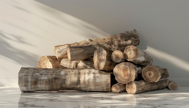 Free photo 3d rendering of wood logs