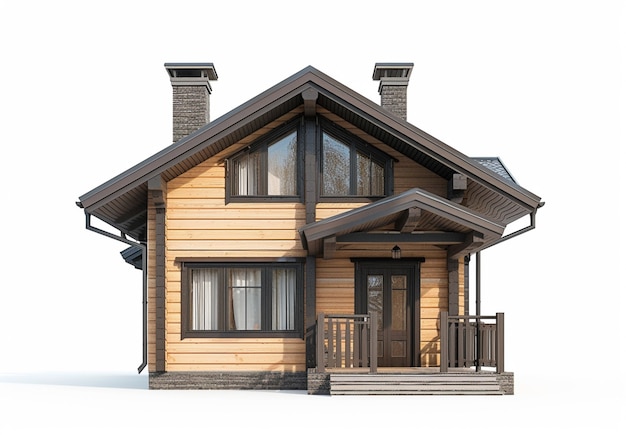 Free Photo 3d rendering of wooden house