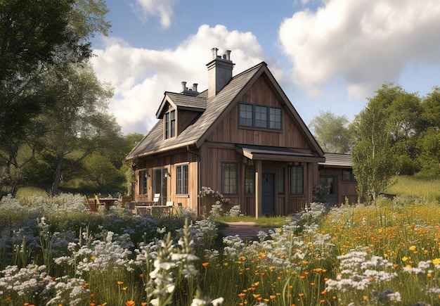 Free Photo 3d rendering of wooden house