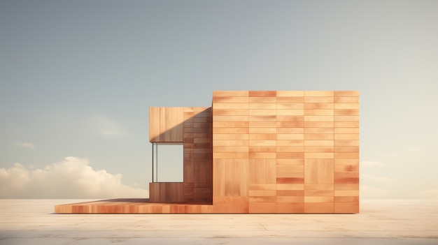 Free photo 3d rendering of wooden house