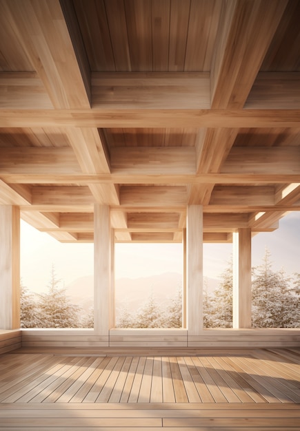 3d rendering of wooden house