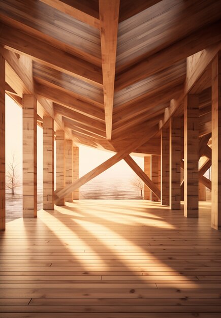 3d rendering of wooden house