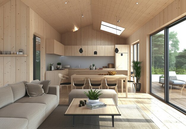 3d rendering of wooden house