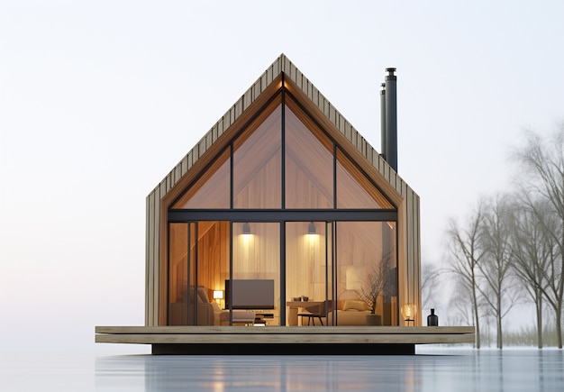 Free photo 3d rendering of wooden house