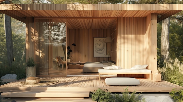 Free Photo 3d rendering of wooden house