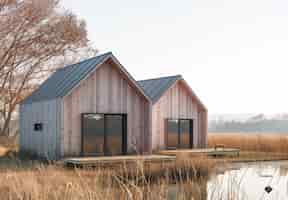 Free photo 3d rendering of wooden house