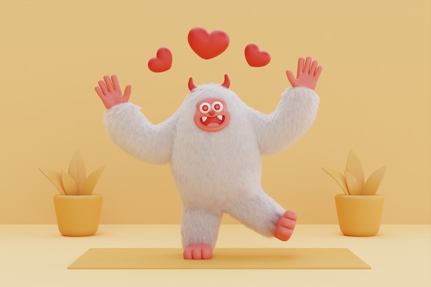 Free photo 3d rendering of yeti