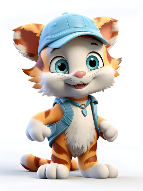 Free Photo 3d rendering of young cartoon tiger