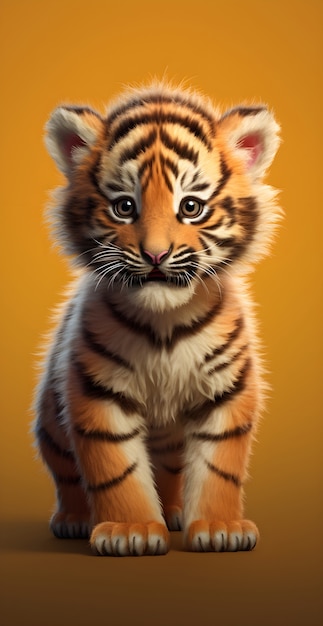 Free Photo 3d rendering of young cartoon tiger