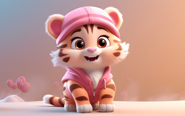 Free photo 3d rendering of young tiger