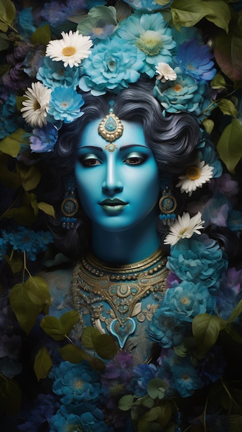 Free Photo 3d representation of hindu deity krishna