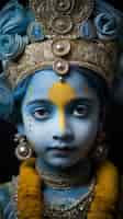 Free photo 3d representation of hindu deity krishna