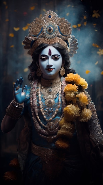 Free Photo 3d representation of hindu deity krishna