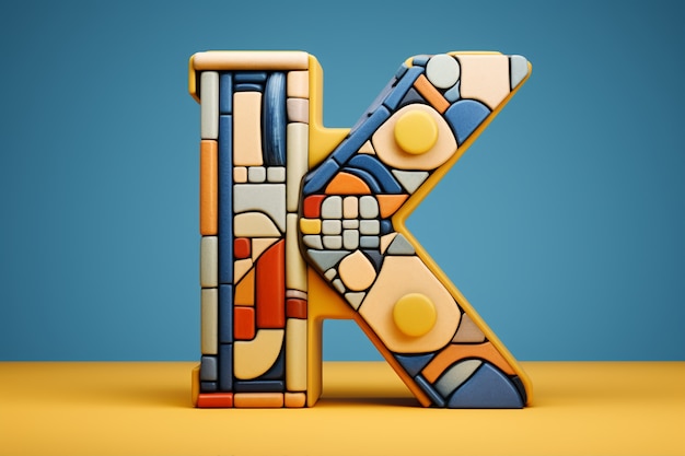 Free photo 3d representation of the letter k