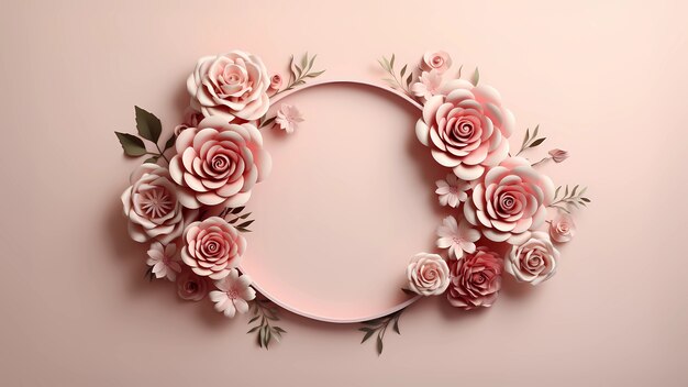 3d rose flowers background with copy space