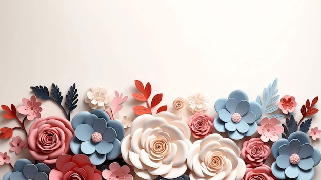 Free photo 3d rose flowers background with copy space