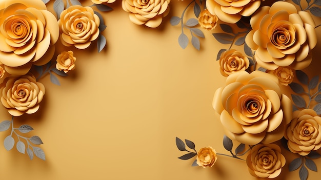 3d rose flowers background with copy space