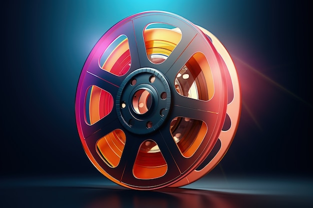 Free photo 3d round movie reel