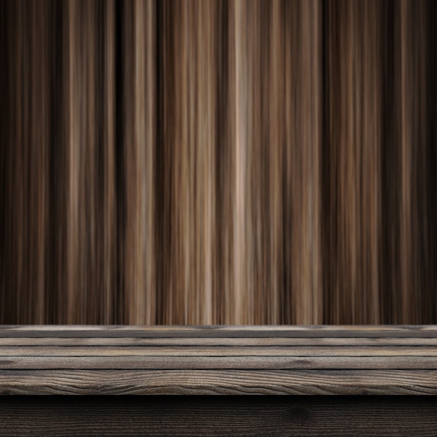 Free Photo 3d rustic wooden table looking out to a defocussed wood wall