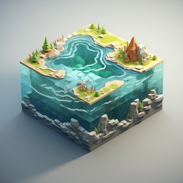 Free photo 3d sea landscape