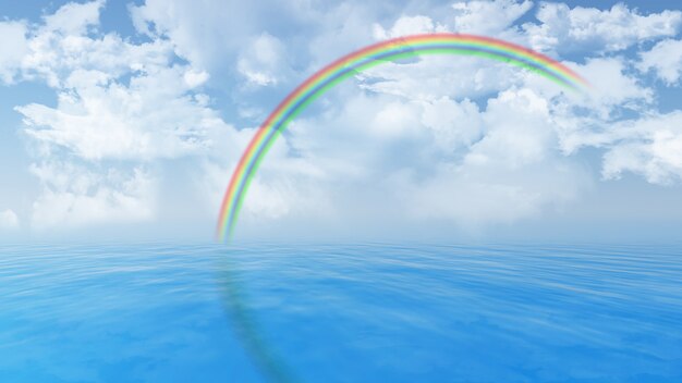 3d sea with rainbow