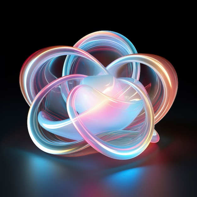 Free Photo 3d shape glowing with bright holographic colors