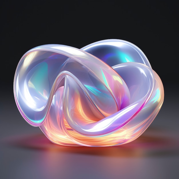 Free Photo 3d shapes glowing with bright holographic colors