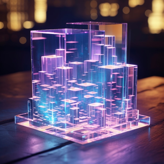 Free photo 3d shapes glowing with bright holographic colors