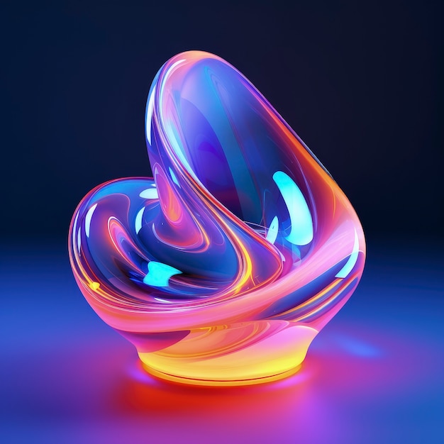 Free photo 3d shapes glowing with bright holographic colors