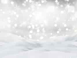 Free photo 3d snowy landscape on a christmas snowflakes and stars background