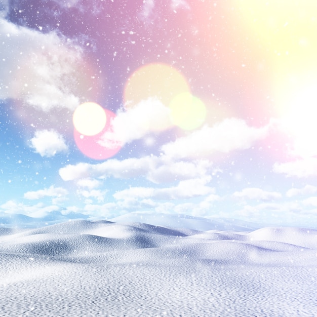 Free photo 3d snowy landscape with vintage effect