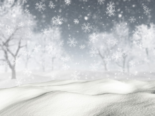 Free Photo 3d snowy landscape