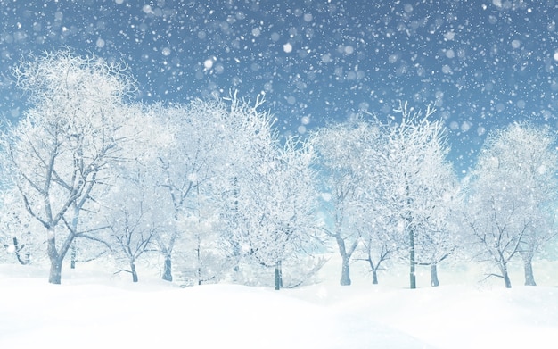 Free photo 3d snowy landscape