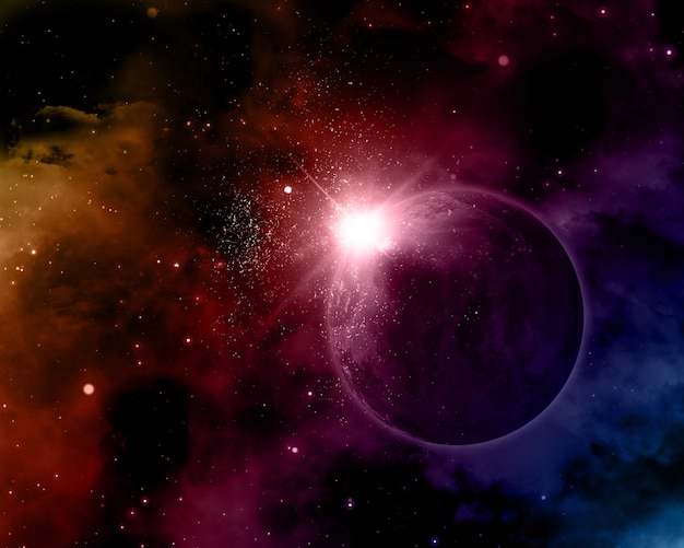 Free Photo 3d space background with fictional planet