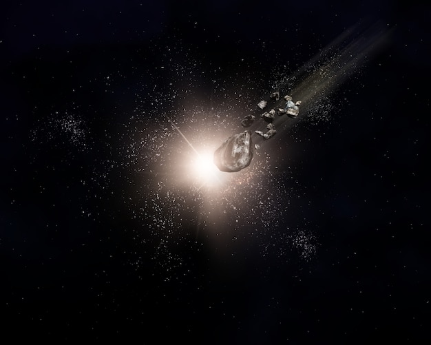 Free photo 3d space background with meteorites flying through a space sky