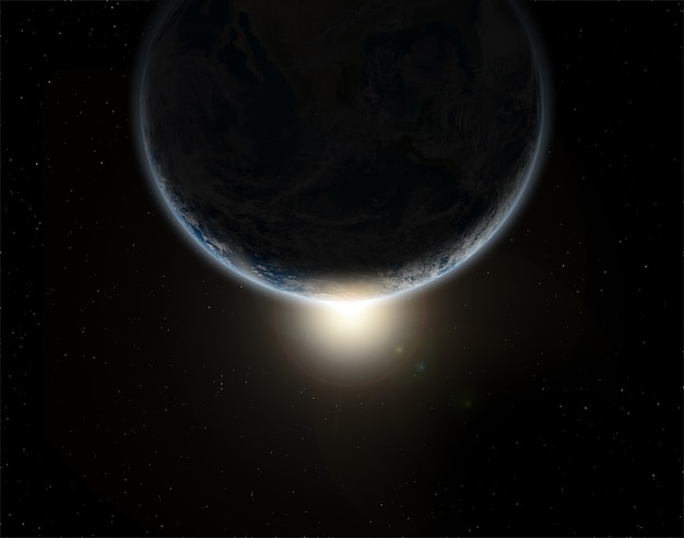 Free photo 3d space background with the planet earth in eclipse - elements of this image furnished