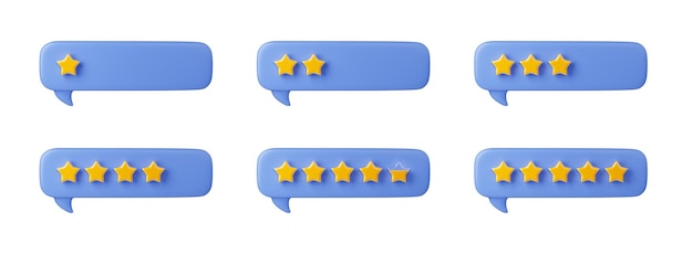 Free photo 3d speech bubbles with gold rating stars