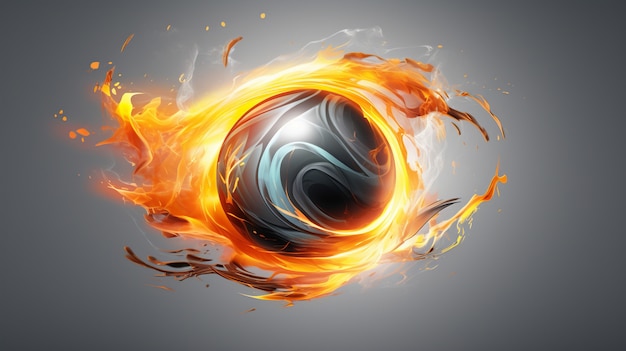 3d sphere on fire with flames