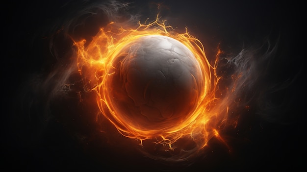 Free photo 3d sphere on fire with flames