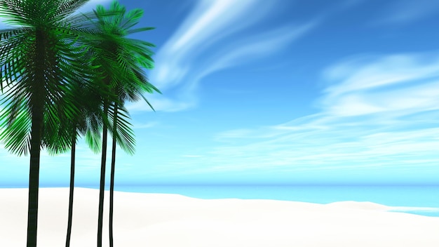 Free Photo 3d sunny beach landscape with palm trees