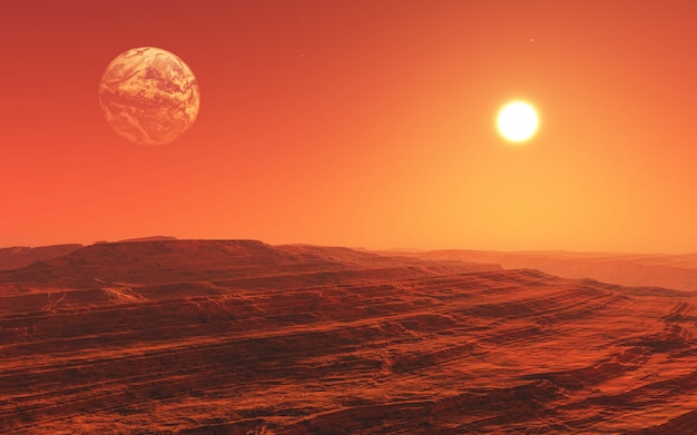 Free photo 3d surreal mars style landscape