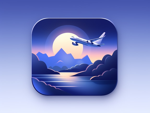 3d travel icon with airplane