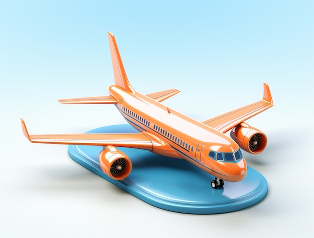 3d travel icon with airplane