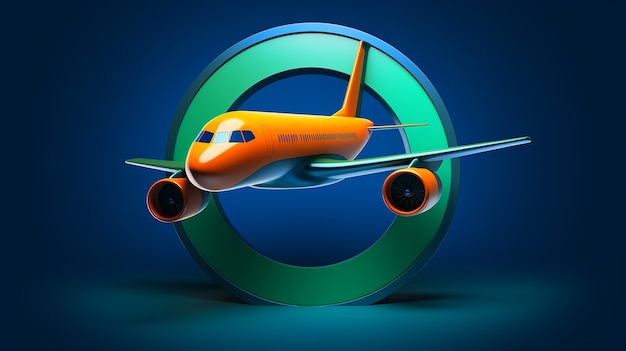 Free photo 3d travel icon with airplane