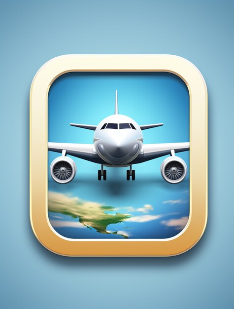 3d travel icon with airplane