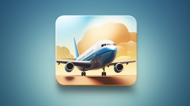 3d travel icon with airplane