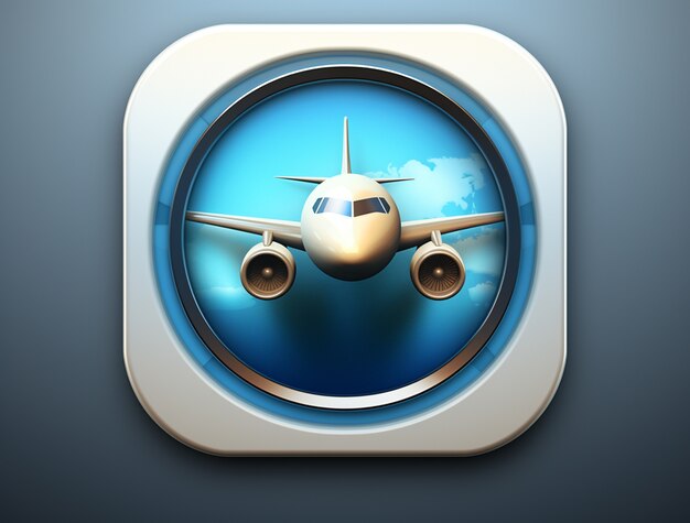 3d travel icon with airplane