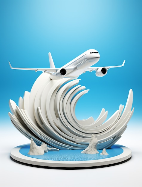 3d travel icon with airplane