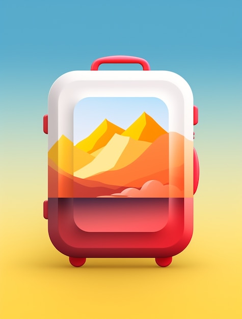 Free photo 3d travel icon with luggage